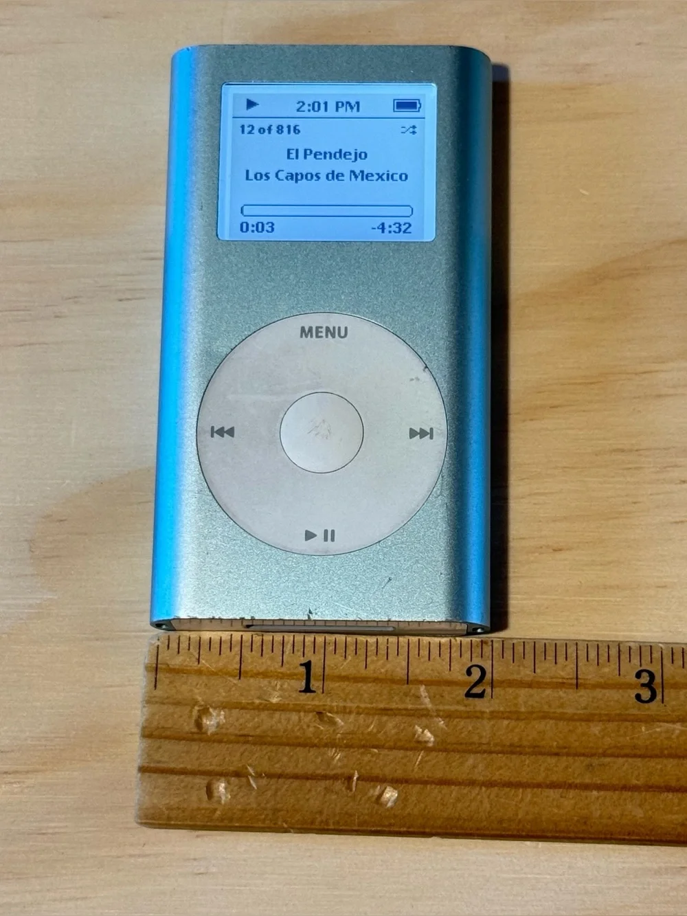iPod Mini 1st Gen Model:A1051 4GB Sky Blue Tested Good w/816 Song Read Info Blw!